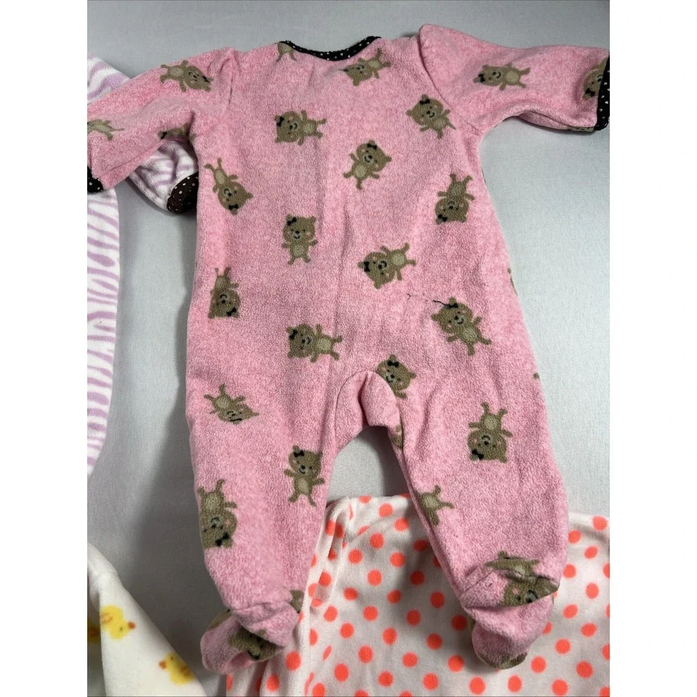 Carters Baby Girl Footed Pajamas Lot 6 Fleece Cotton Sleep Play 3M-6M